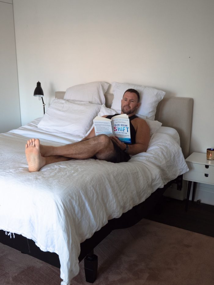 Ben Lucas enjoying his new A.H. Beard adjustable base and Integra Body Balance by A.H. Beard mattress